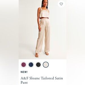 NWT Abercrombie Sloan Tailored Satin Pant Cream. Size 27.